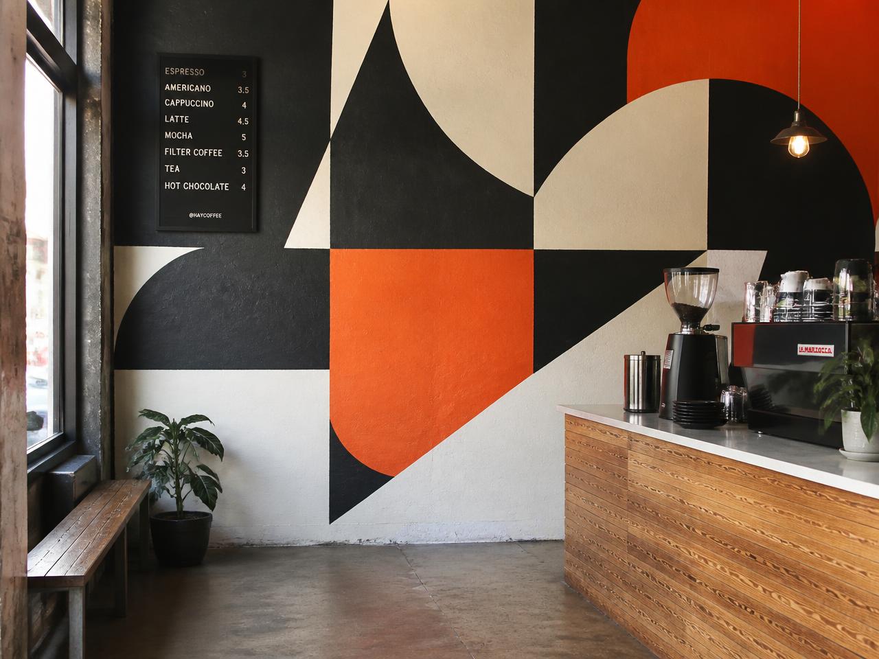 Cafe feature wall — Cafe / interior mural in Geelong West